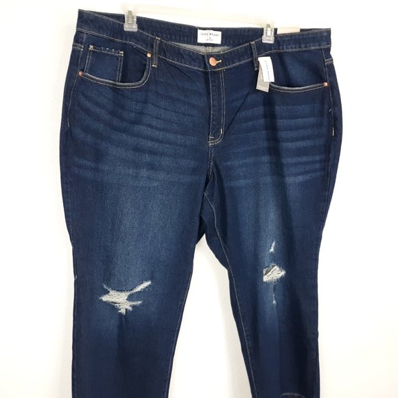 Lane Bryant Women's NWT Slim Straight Ankle Jeans Size 26 PETITE Distressed Flex - Picture 2 of 16